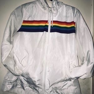 White Hoodie Windbreaker 🌈 jacket